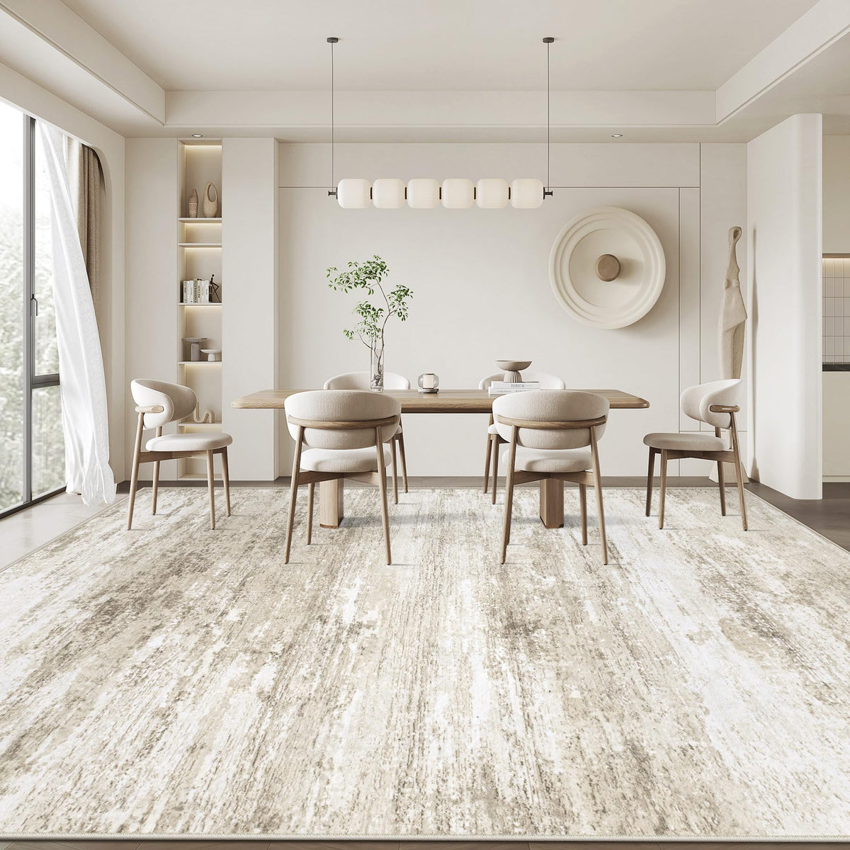 Losbulake low-pile rug fits under furniture and doors