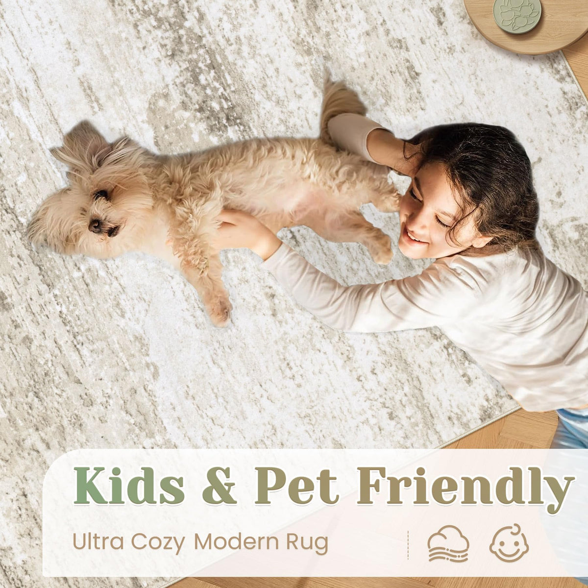 Losbulake non-slip backing keeps rug stable on hard floors