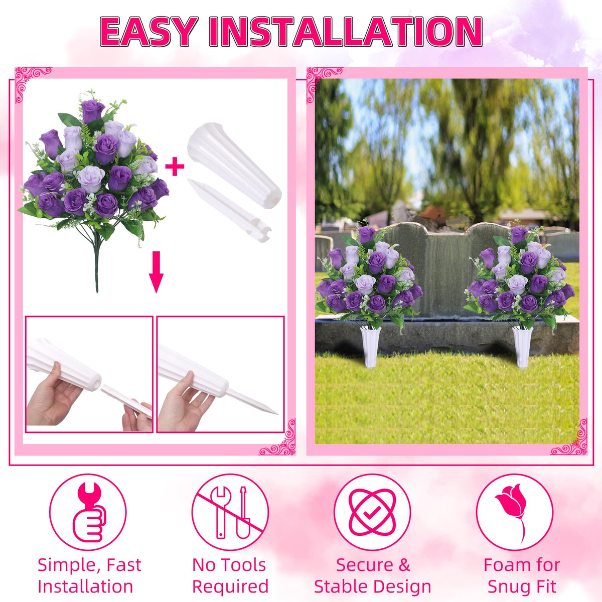LOSFOTBO complete grave site arrangement offers low maintenance beauty