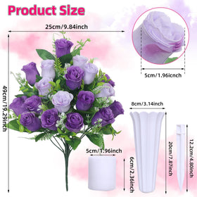 LOSFOTBO purple silk roses outdoor grave decor that's durable