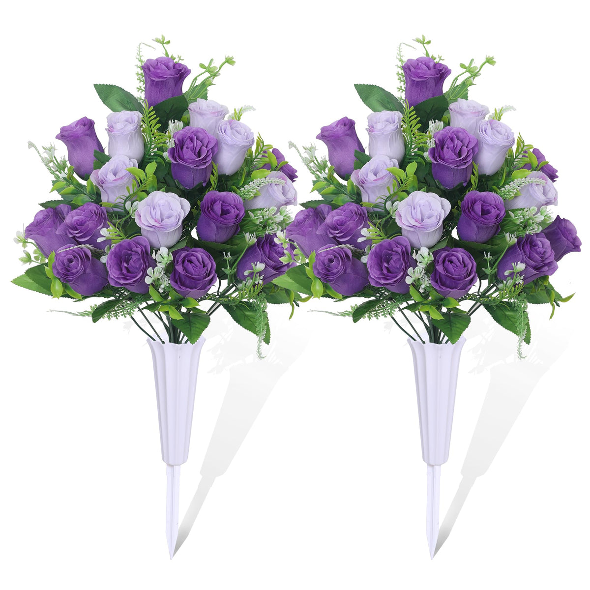 LOSFOTBO artificial cemetery flowers with two full bouquets for graves