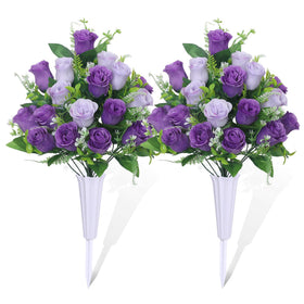 LOSFOTBO artificial cemetery flowers with two full bouquets for graves