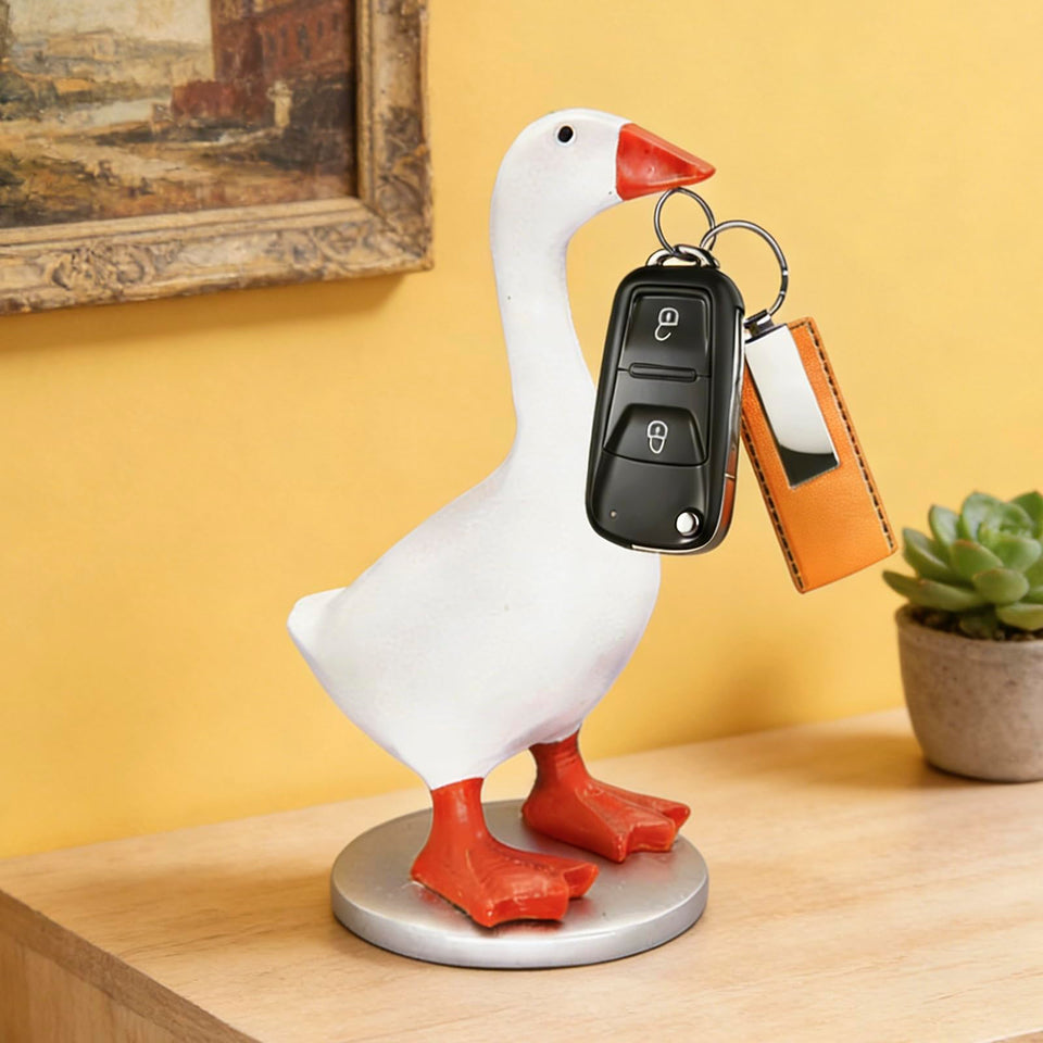 Losneg goose key holder with magnetic beak holds keys securely on desk
