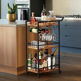 LOTEYIKE bar cart fits kitchen and home bars for daily use.