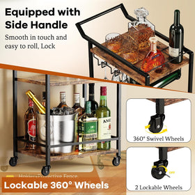 LOTEYIKE bar cart sturdy shelves support up to 50 pounds.