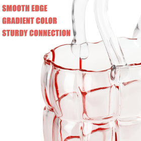 lotmusic Gradient pink glass purse vase bathed in light showcasing color depth
