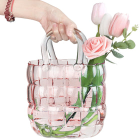 lotmusic Unique Pink Purse Vase with 11-inch silhouette highlights centerpieces