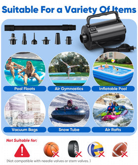 Lotspasie 320W motor inflates mattresses quickly.
