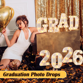 Lotus Hills Grad 2026 letters displayed on wall backdrop for celebrations