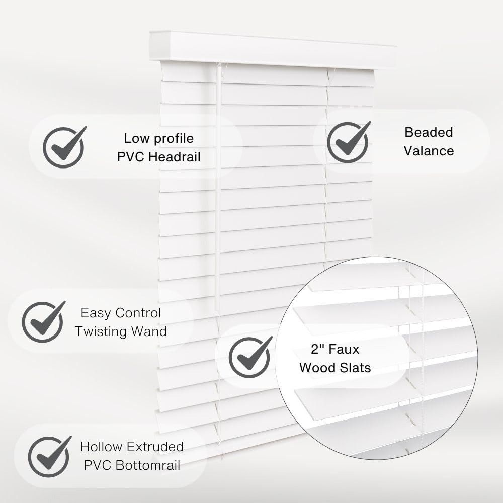 Lotus Windoware 2-inch slat faux wood closeup showing smooth finish.