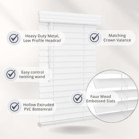 Lotus & Windoware cordless faux wood blind cord-free operation for easy privacy adjustment