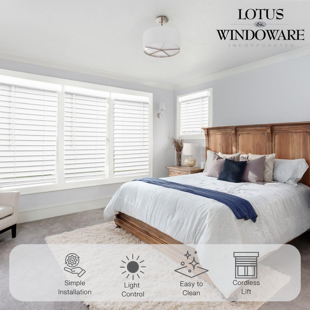 Lotus Windoware Snow White bedroom ambience with soft light filtering.