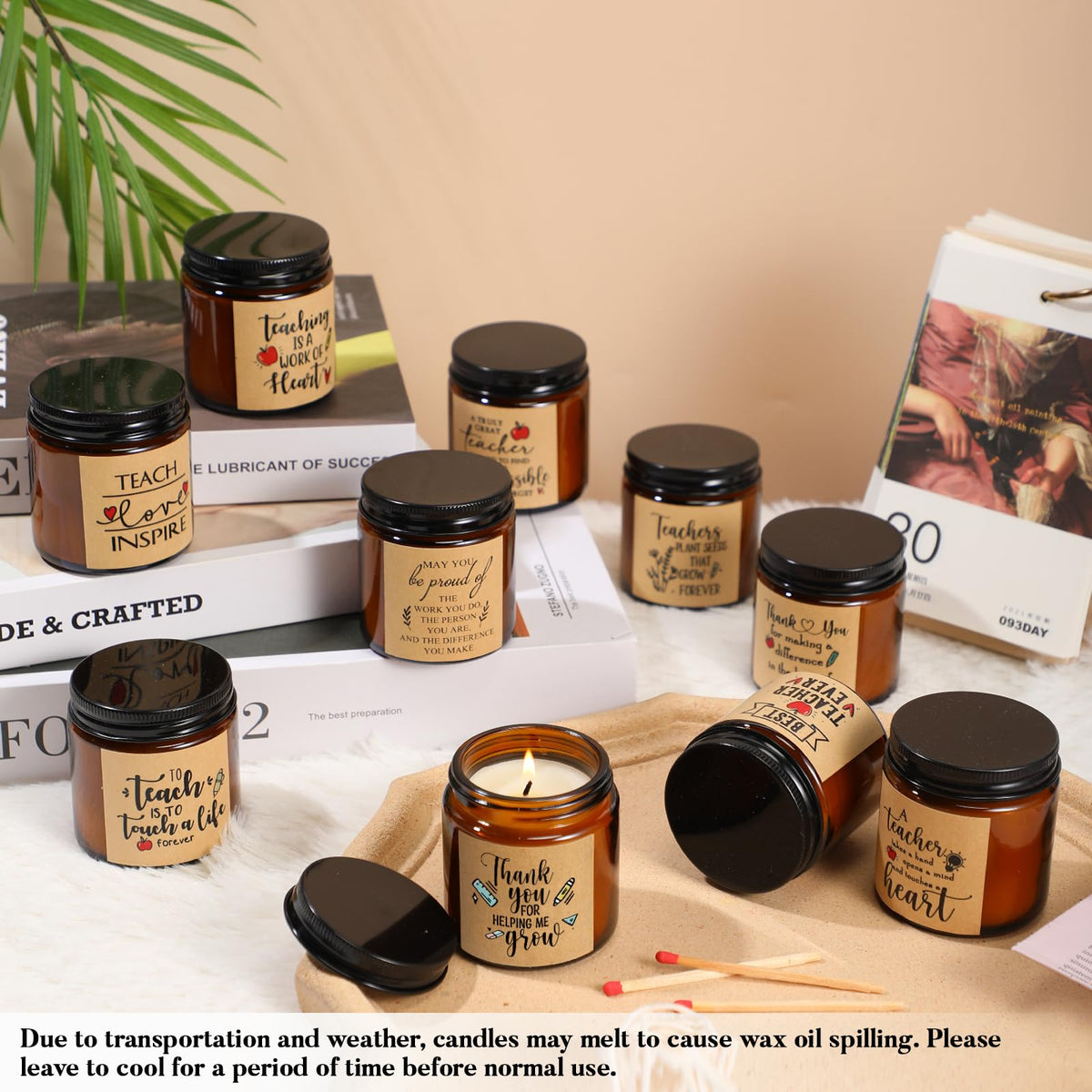Lounsweer teacher candle in room decor setting for home or classroom ambiance.