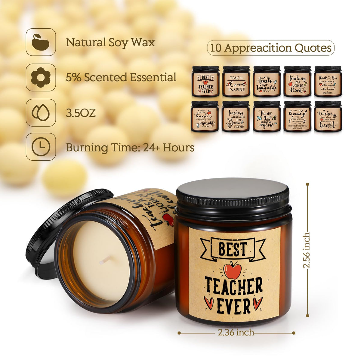 Lounsweer teacher candle variety fragrances pack showing 10 scents for versatile ambiance.
