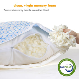 Love Attitude adjustable-fill pillow showing add/remove foam for customization
