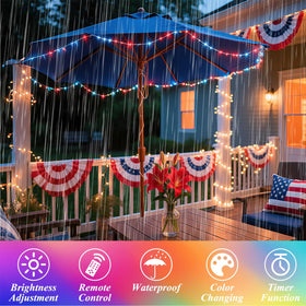Lovelite wedding backdrop with warm ambient twinkle.