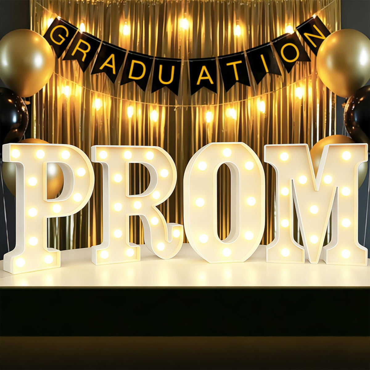 Lovelite graduation 4-piece marquee letters for Class of 2026 brighten photos