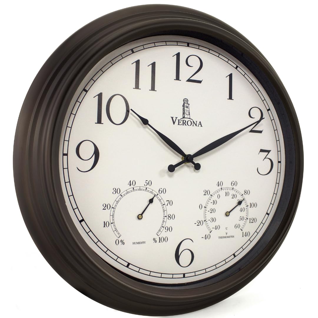 Lovely Home Essentials 18in outdoor clock front view with large, readable numerals for backyard use
