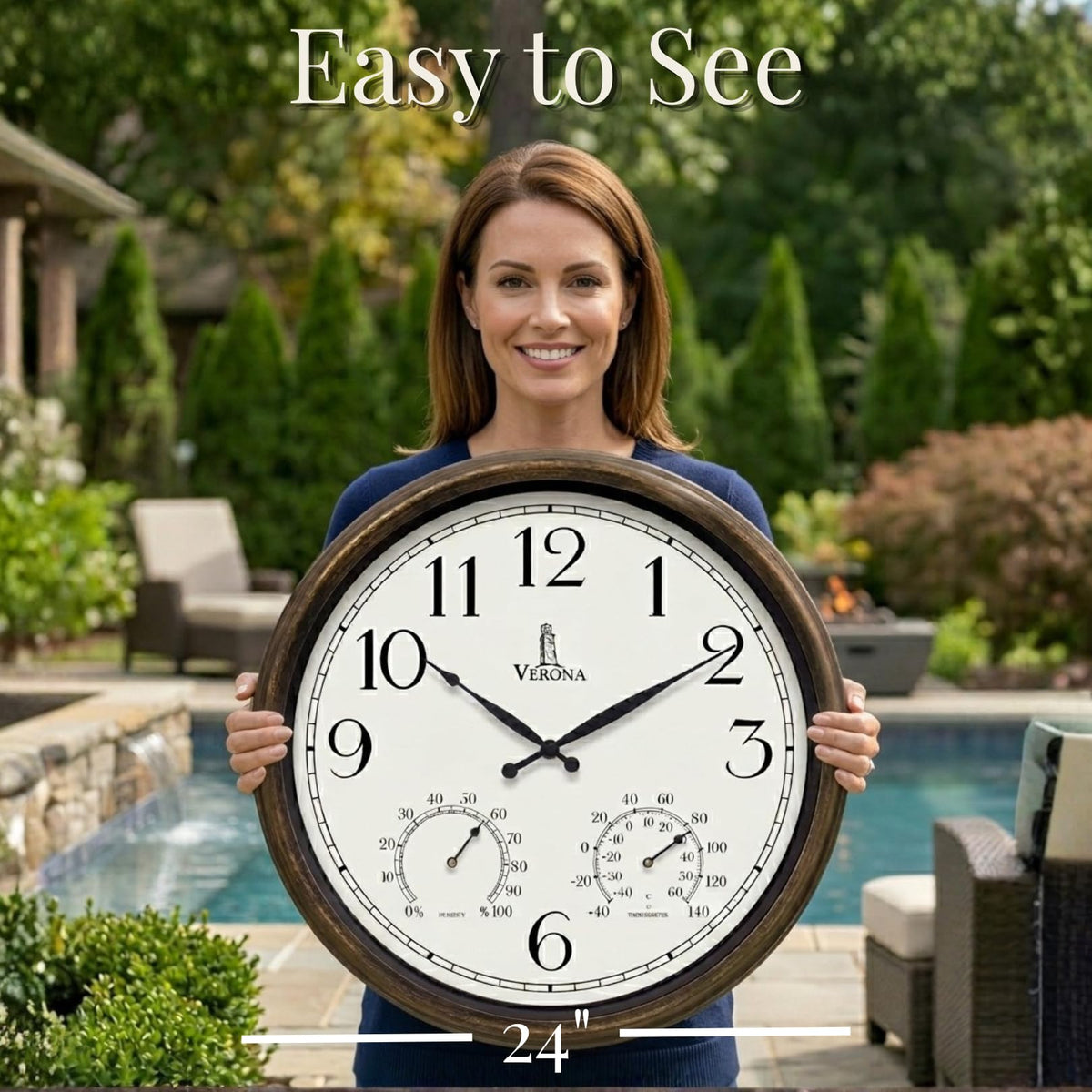 Closeup of the analog dial on the Lovely Home Essentials clock for quick time checks.
