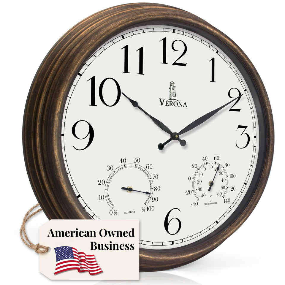 Lovely Home Essentials outdoor clock with thermometer clearly shows temperature for outdoor comfort planning.