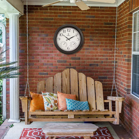 Lovely Home Essentials patio garden clock on wall enhancing outdoor decor