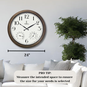 Weatherproof frame protects the clock from rain and sun for year round patio use.