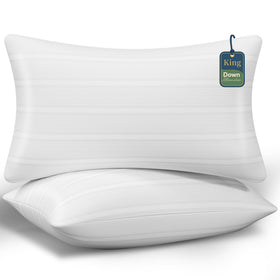 LOVELYREST King pillow loft close-up showing lasting fluff and support