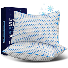 LOVELYREST memory foam pillows two-pack on a bed ready for customization
