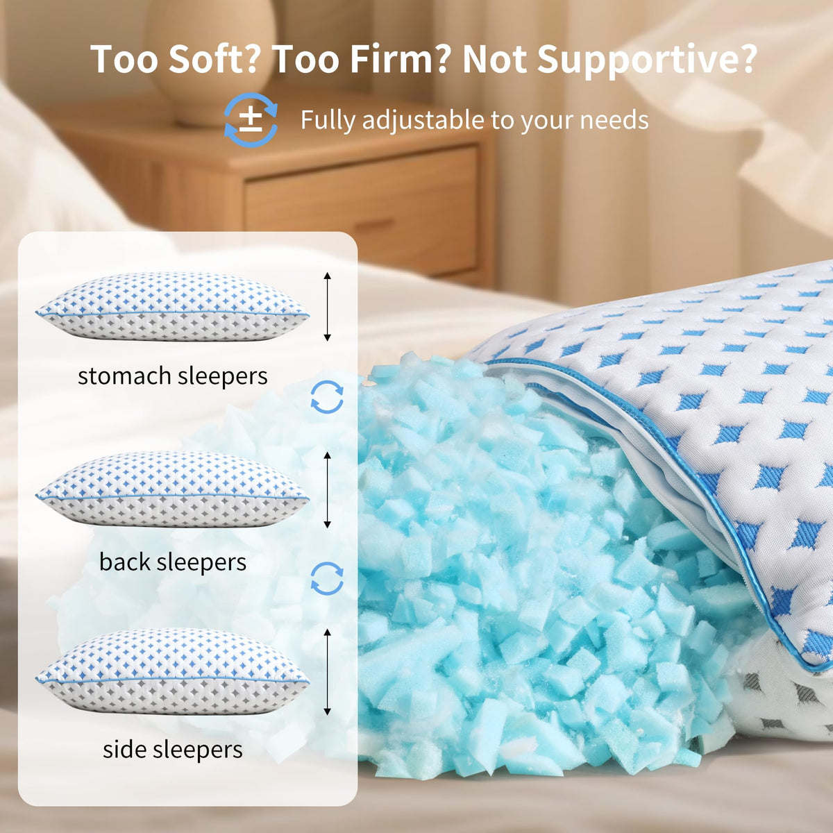 LOVELYREST pillow compact for stomach sleepers seeking lower loft