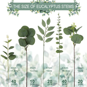 lovemoon artificial eucalyptus leaves in five varieties for bouquets