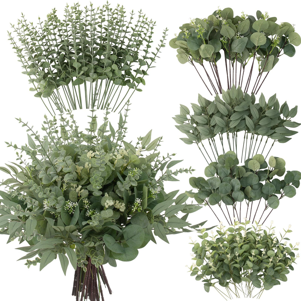 Lovemoon artificial eucalyptus stems bulk for lush wedding centerpieces.