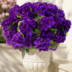 Lovemoon artificial geraniums purple bouquet for year-round color.