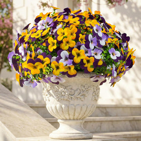 Lovemoon artificial pansy flowers outdoor 32pcs with UV resistance for durable garden decor.