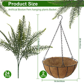 Lovemoon fake ferns hanging on patio; easy outdoor greenery without upkeep