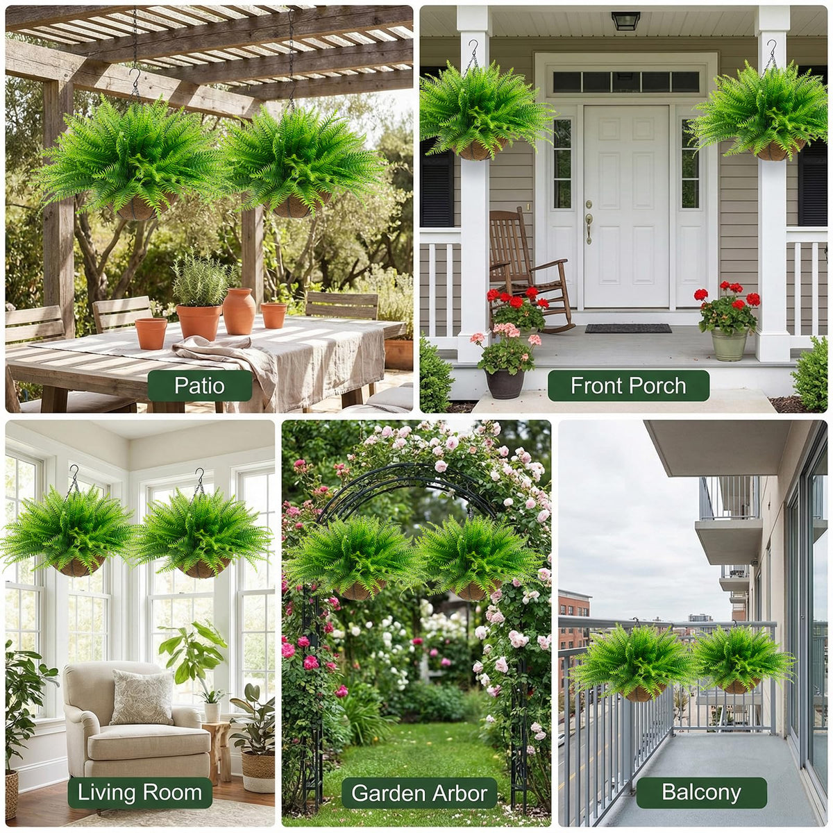 Lovemoon fake ferns in living room corner offer a calming vibe.