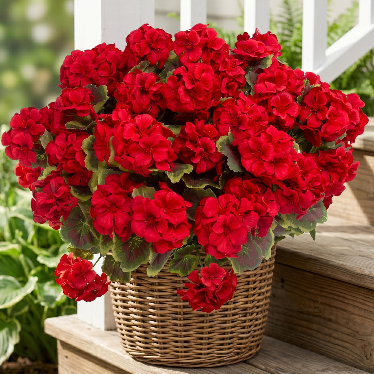 Lovemoon artificial geraniums 8-pack blooms for lasting color
