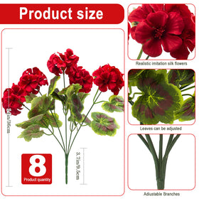 Lovemoon geranium leaves with green veins and durable silk texture