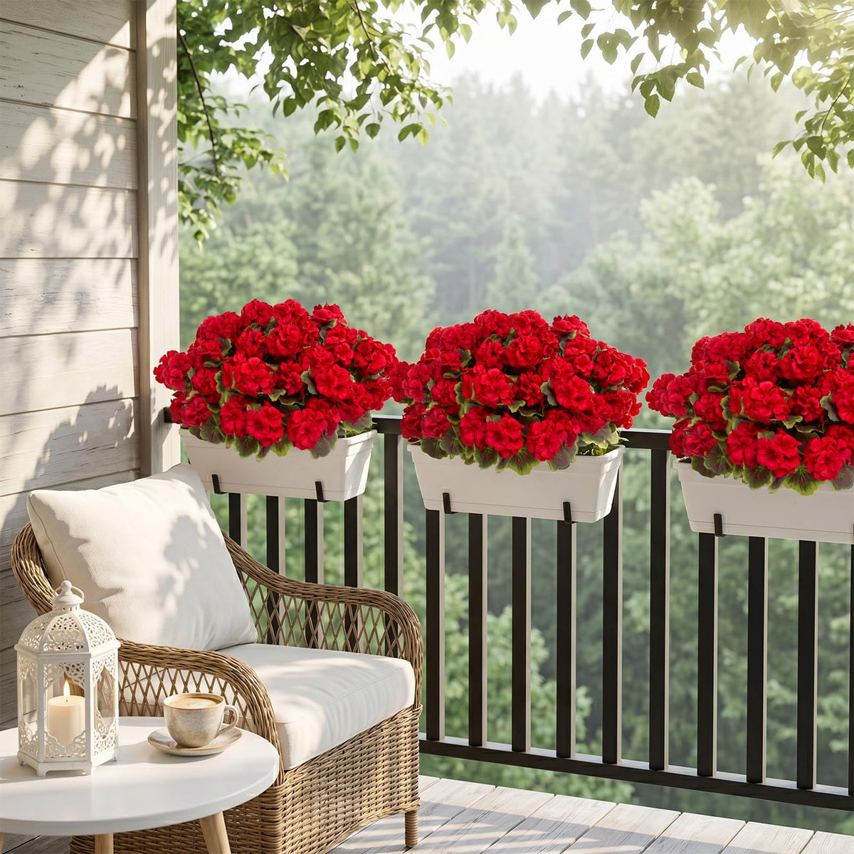 Lovemoon artificial geraniums brighten hotel and shop spaces