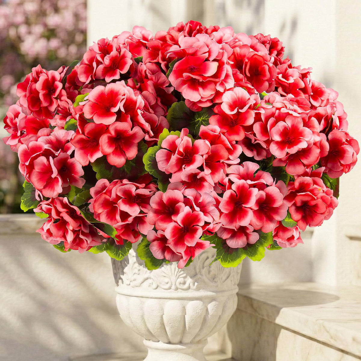 Lovemoon peach geranium petals close-up for lifelike realism in decor.