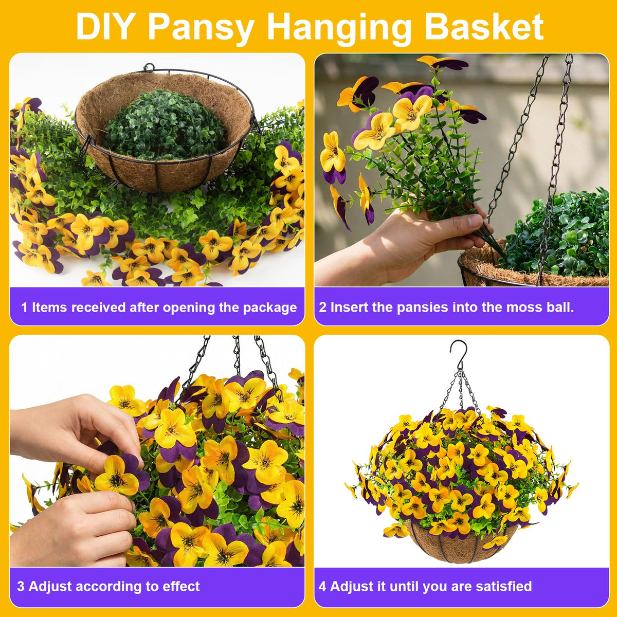 Lovemoon hanging basket assembly illustrating clean, no-styrofoam setup.