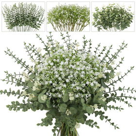 Lovemoon mixed greenery artificial eucalyptus stems for lasting wedding decor
