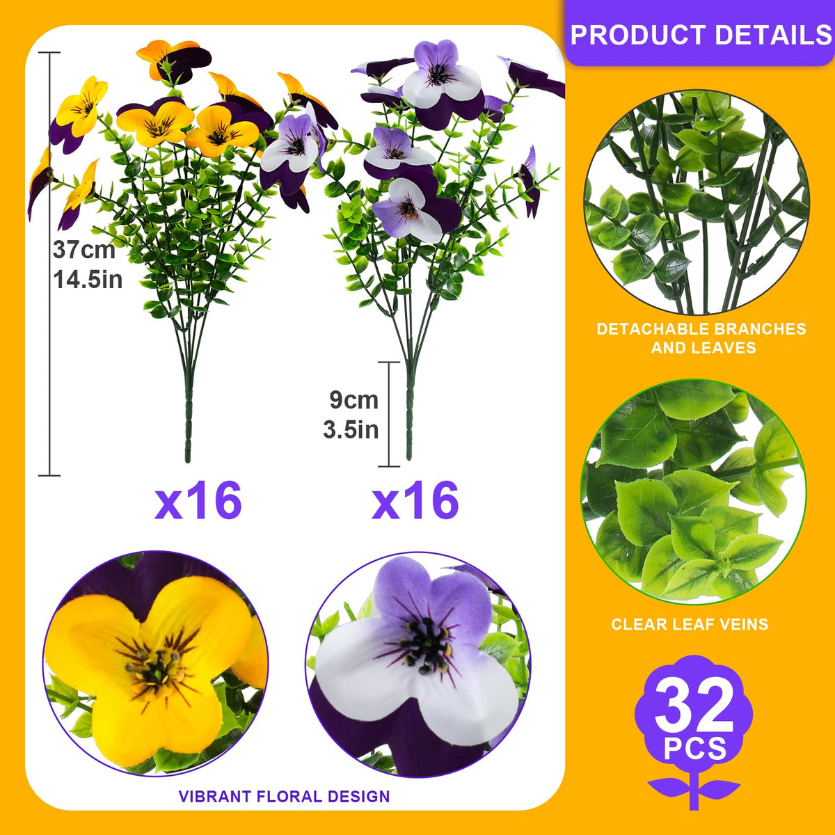 Lovemoon pansy silk flowers with realistic texture for lifelike window boxes.