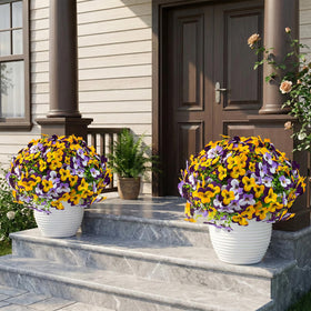 Lovemoon pansy flowers window box decor adds bright color to entryways.