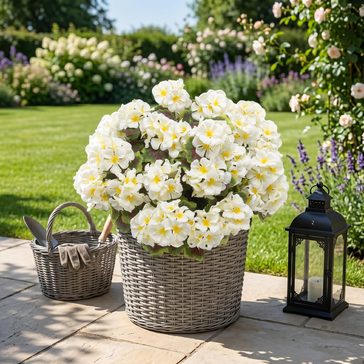 lovemoon ready-to-use geraniums white no assembly for home or office decor