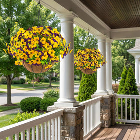 Lovemoon two hanging planters kit ready to install for quick curb appeal.