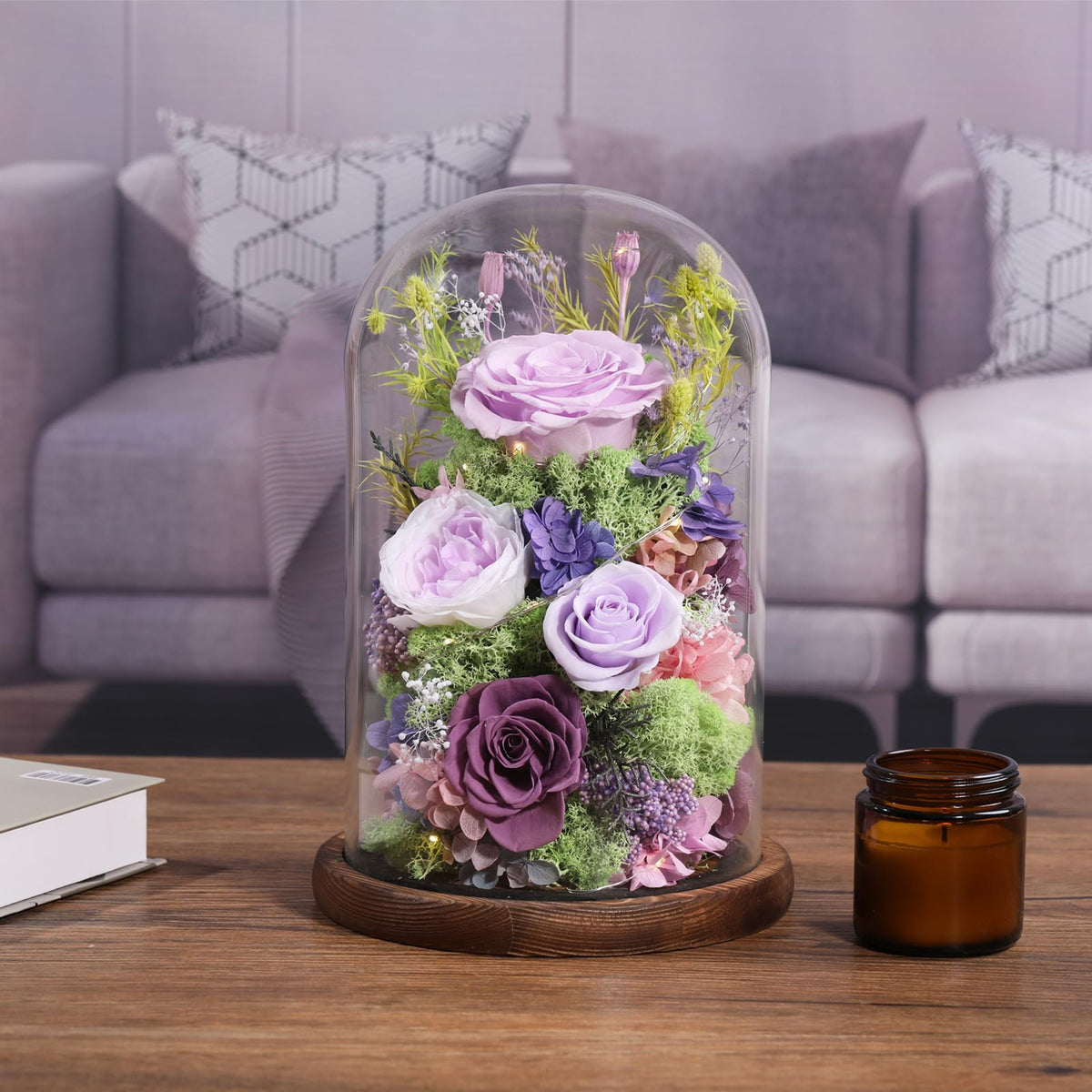 Lovenfold glass dome rose keepsake for elegant home decor