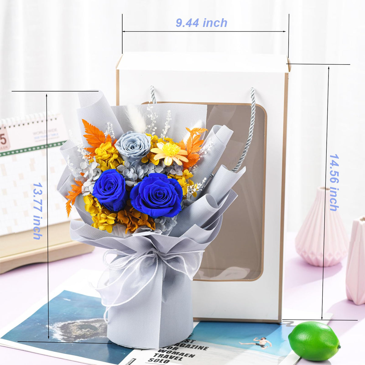 Lovenfold handmade preserved bouquet with roses and hydrangeas for premium, maintenance-free beauty.