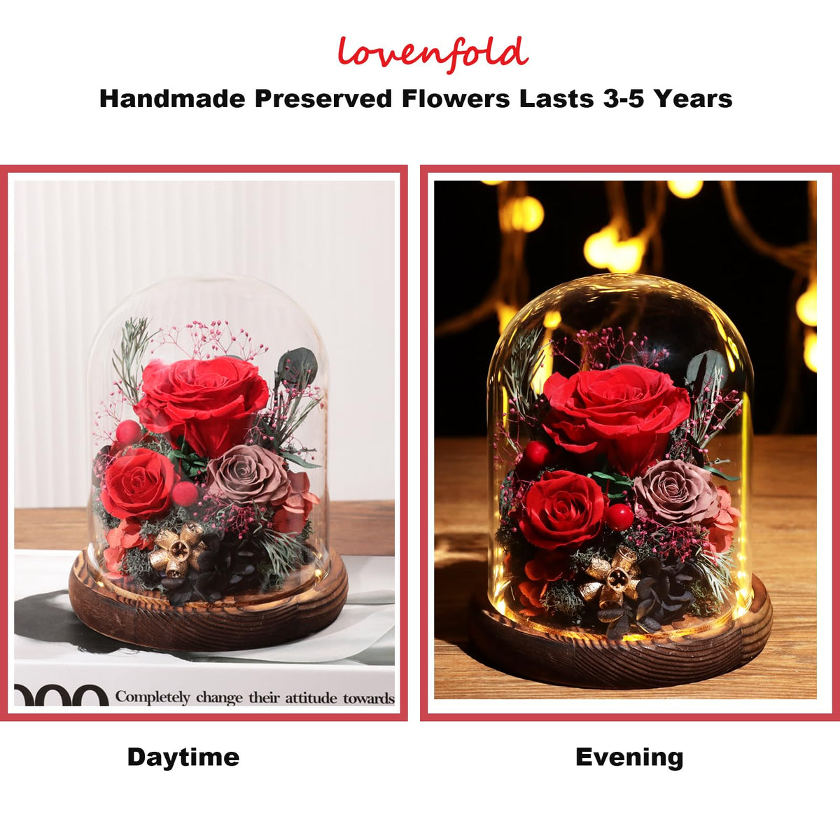 Lovenfold LED-lit dome base creates a romantic night-time display