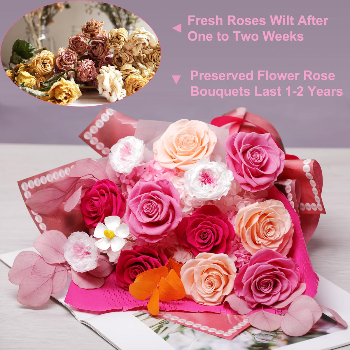 Lovenfold mixed rose bouquet display ideal for durable home decor