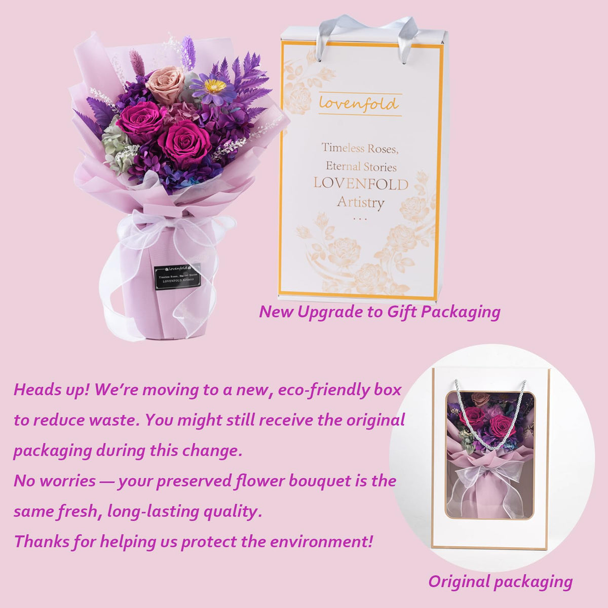lovenfold preserved flowers long-lasting display: ideal for home or office